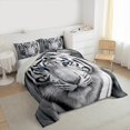thumbnail image 3 of Feelyou 3D Grey Tiger Queen Comforter Set for Teens, Woodland Wildlife Bedding Sets, Rustic Farmhouse Animal Reversible Bedding Comforter Set, Microfiber Bedroom Decor, 3pcs, 3 of 8