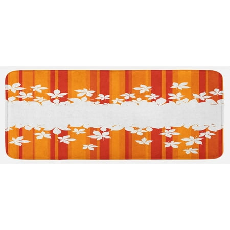 

Orange Kitchen Mat Autumnal Color Vertically Striped Backdrop with Little Wildflowers Border Plush Decorative Kitchen Mat with Non Slip Backing 47 X 19 Orange Marigold White by Ambesonne