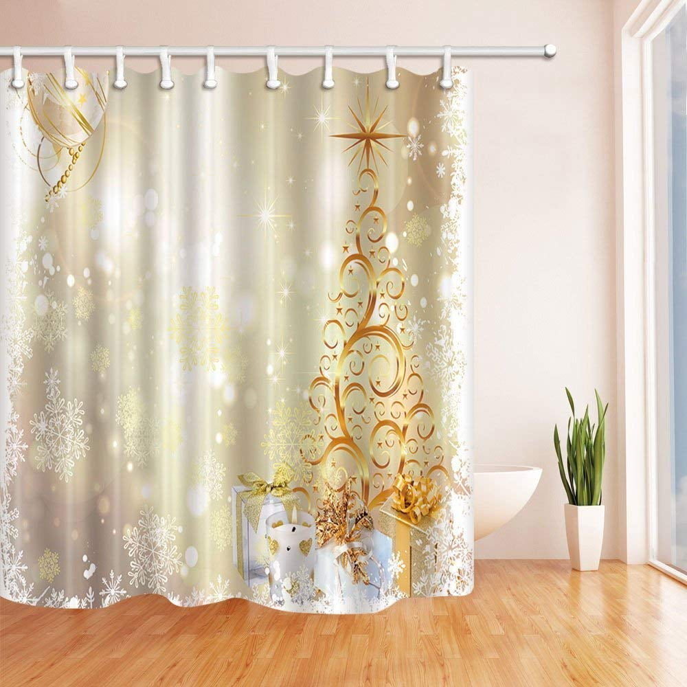 WOPOP Christmas Classical Christmas Golden Pattern Print Polyester