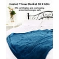 SUNNY HEAT Electric Heated Blanket Throw Flannel 50" x 60" Throw Size4