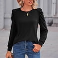 thumbnail image 5 of RQYYD Long Sleeve Shirt for Women Fall Tops Casual Crew Neck Puff Sleeve T Shirts Comfy Loose Fit Lightweight Sweatshirt(Black,XL), 5 of 8