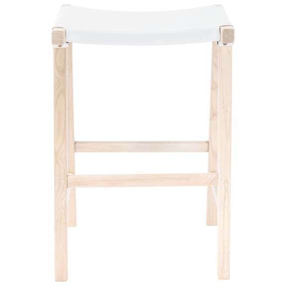 SAFAVIEH Aariz Rectangle Counter Stool, White/Natural (18.5 in. W x 19 in. D x 26.8 in. H)