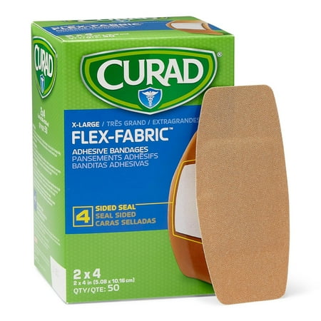 Curad Flex-Fabric Adhesive Bandages, 2"x4", 50 Count