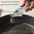 thumbnail image 2 of Soap Dispensing Dish Brush with Handle, Kitchen Scrub Brush for Dishes Pots Pans Sink Cleaning (Grayish Blue), 2 of 6