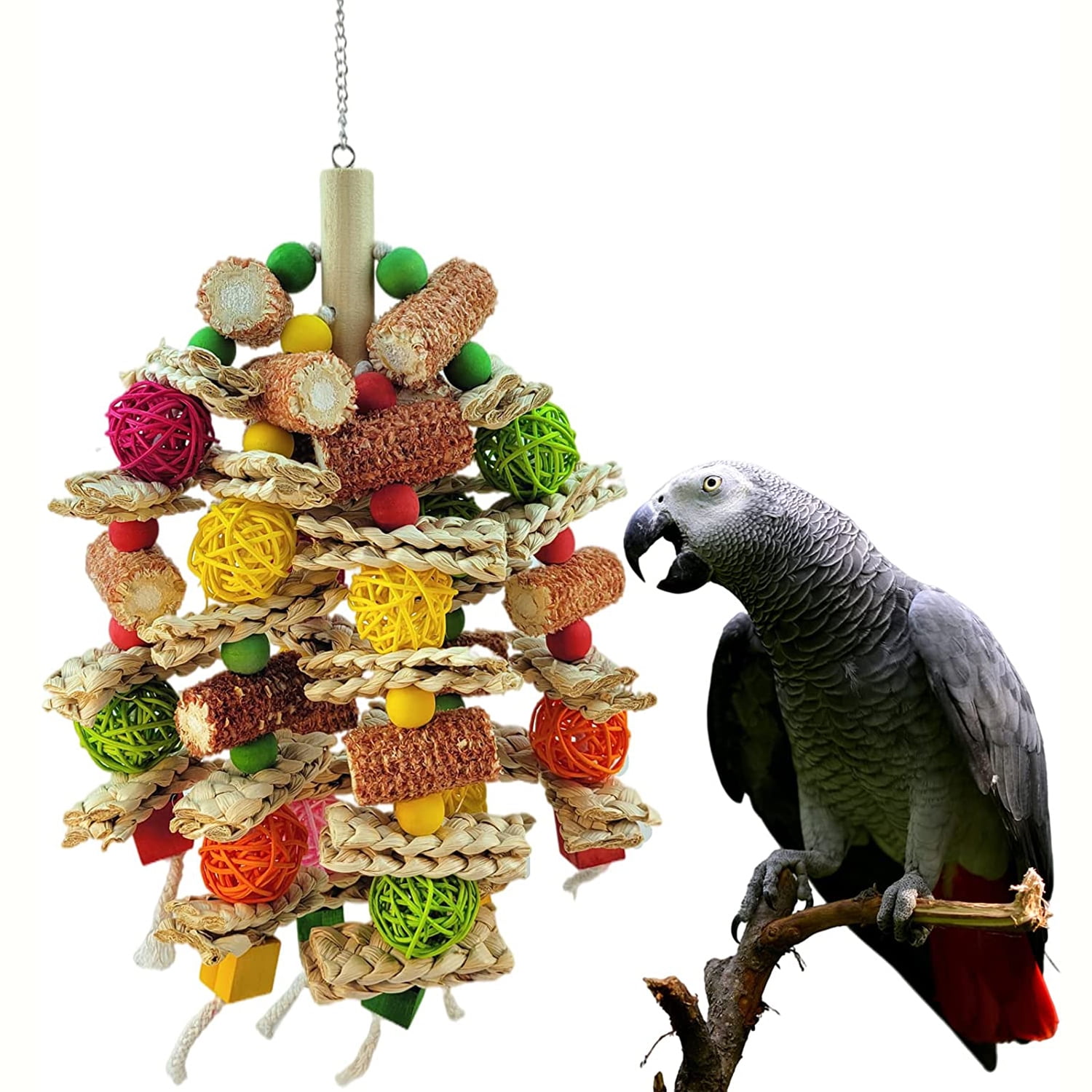 Bird Chewing Toys Parrot Natural PineCones and Wood Foraging Toys，Pet Bird  Birdcages Hanging Tearing Toys for Parakeet Cockatiel Conure African Grey  Lovebirds Budgies Cockatoos (S: Length=16cm/6.3) price in Saudi Arabia