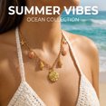 thumbnail image 3 of NICKSUN Boho Ocean Charm Necklace, 14K Gold Plated Starfish Seashell Dolphin Turtle Pendant Chain, Summer Beach Vacation Layered Statement Jewelry, 3 of 6