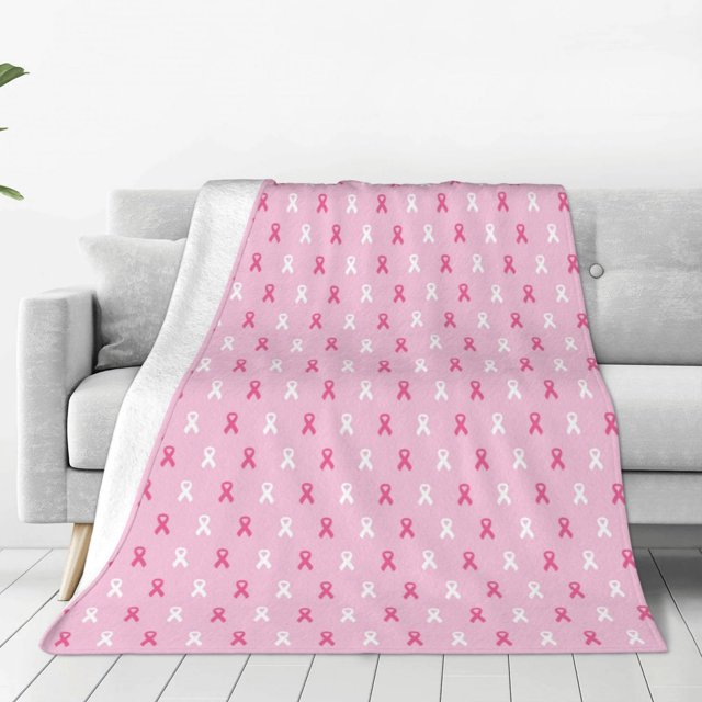 Fotbe Breast Cancer Awareness5 Manta de Franela Acolchonada con Estampado, Súper Suave y Esponjosa, Extra Grande para Sofá, Cama, Uso Todo el Año-80"x60"