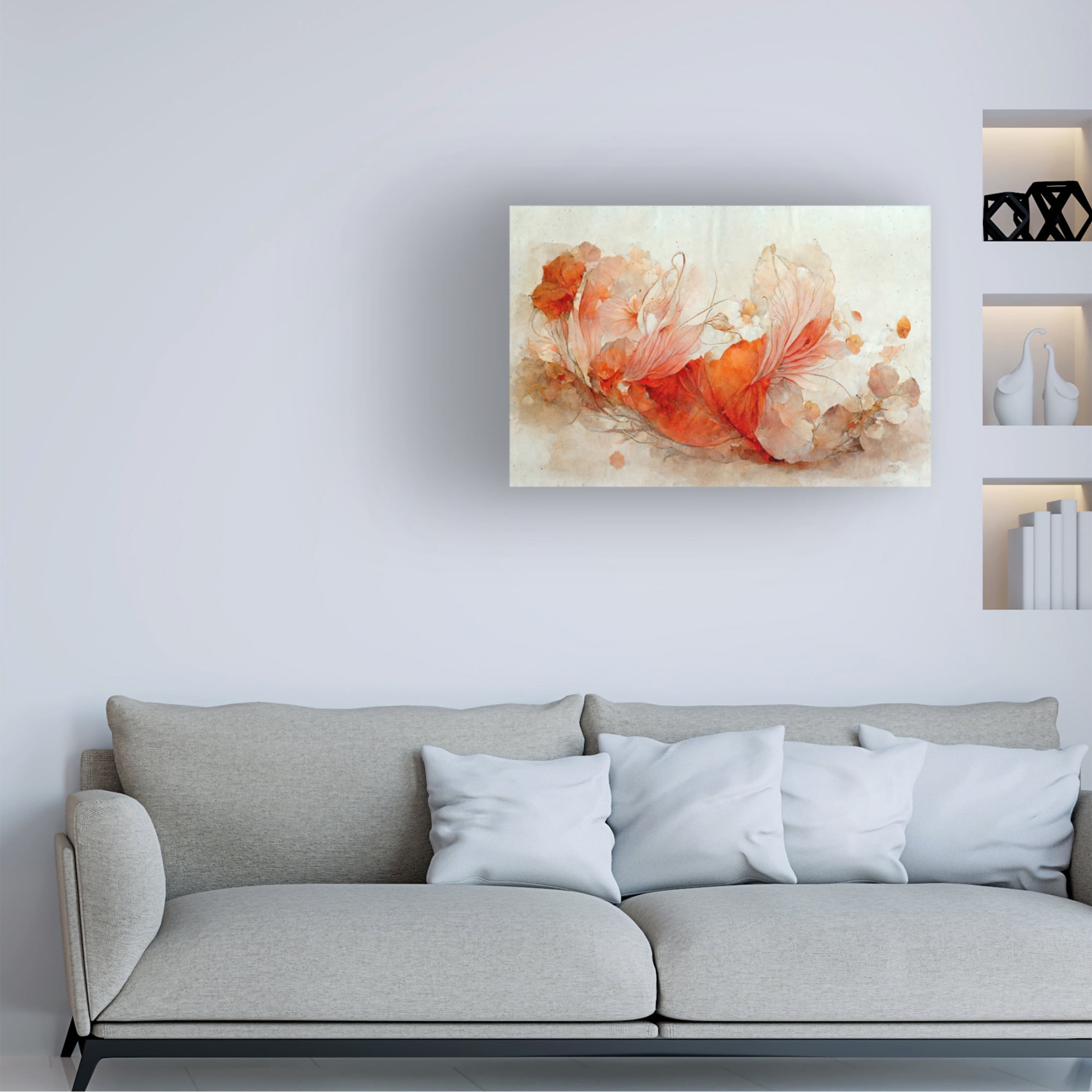 Canvas Wall Art - Treechild 'Persian Red Flowers' Wall Art for Living Room, Bedroom, or Office D?cor by Trademark Fine Art - 24 x 16 Inches