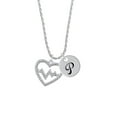 thumbnail image 2 of Delight Jewelry Silvertone Large Clear Crystal Heart with Heartbeat Silvertone Script Initial Disc - P - Charm Necklace, 20"+3", 2 of 4
