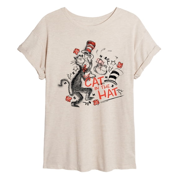 Dr. Seuss - Cat in the Hat Spraypaint - Juniors Oversized Graphic T-Shirt