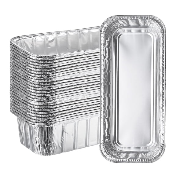 Uxcell 30-Pack Grill Drip Pans, 11 x 5 x 2.3 Inch Disposable Aluminium Foil Grease Trays for EX4/EX6/EPX6/BBQ Accessories [Silver Tone]