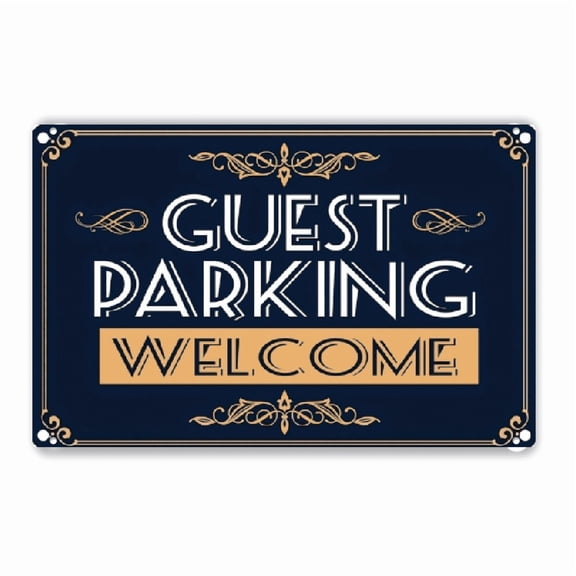 2D Flat - 1pc Vintage GUEST PARKING Metal Sign, 12x8in, Reflective Rust-Proof Iron with UV Protection, Waterproof Outdoor Use, Fade-Resistant, Wall-Mounted Decorative Plaque for Home or Business.