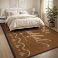 thumbnail image 3 of ODIKA 8'x10' Washable Area Rug Non-Shedding, Easy Care, Warm Brown Thankful Leaf Design Elegant with Heart and Motif for King Size Bedroom Under Bed, Master Suite, 3 of 7