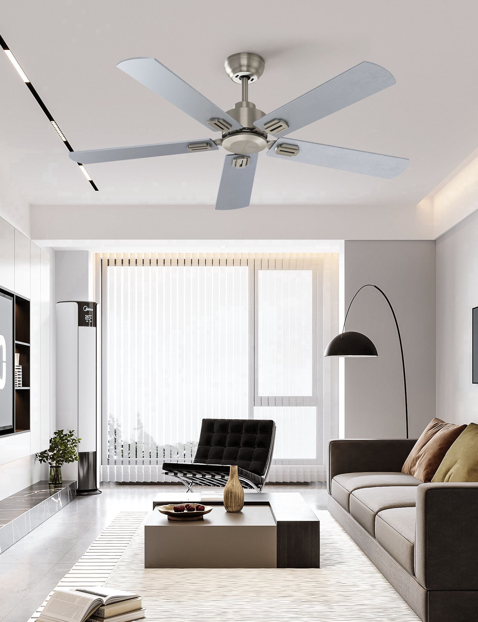 Warmiplanet 52" 5-Blade Sand Nickel Modern Ceiling Fan with Remote Control - 6 Speeds, 3 Color Temperatures, DC Motor, Reversible & Timer