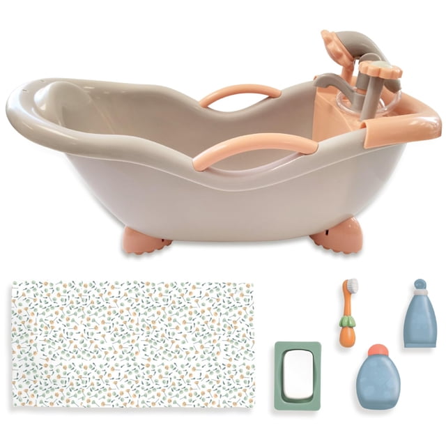 JC Toys: ¡para mantener el tiempo de juego! | Juego de baño de trabajo real Baby Doll | Se adapta a muñecas de hasta 16" | La ducha y el grifo realmente funcionan | Accesorios de juego | Edades 2+ | C