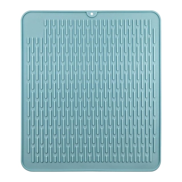 Alfombrilla de Secado Rápido para Fregadero de Silicona Sunnimix Almohadilla de Drenaje Resistente al Calor 45x40cm Azul
