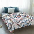 thumbnail image 4 of Blue Red Botanical Blanket Soft Cozy Warm Twin Blanket for Bed, Plush Fuzzy Flannel Fleece Blankets for Sofa, Summer Watercolor Flower Branch Plant Throw Blankets for Couch, Gifts for Men, 60"x80", 4 of 9