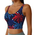 thumbnail image 2 of Fotbe Red White Blue Fireworks Sujetador Deportivo Largo sin Aros para Mujer con Almohadillas y Soporte Medio, Transpirable y Absorbente, Camiseta Tipo Chaleco o Tank Top-X-Large, 2 of 8