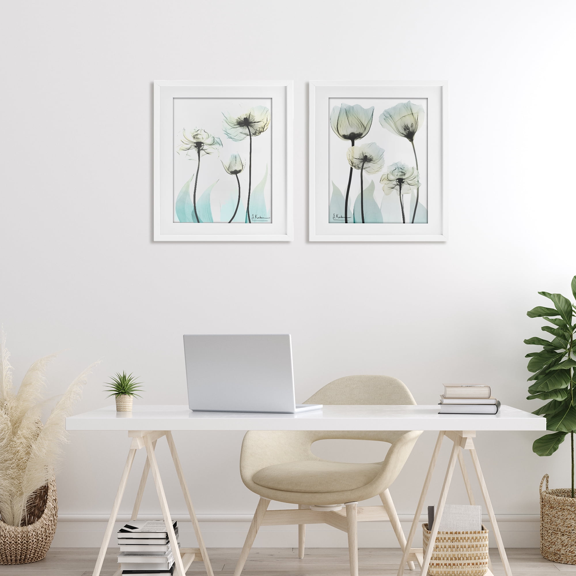 Stupell Industries Luxury Of Creation Flowers 2 Piece White Framed Print Under Glass Set, design by Albert Koetsier
