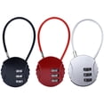 thumbnail image 4 of Lefu 3 Digit Password Lock Portable Anti-theft Wire Rope Dormitory Cabinet Lock Padlock Luggage Combination Lock Home Hardware Black, 4 of 7