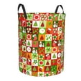 thumbnail image 3 of LNWH Laundry Basket, Christmas Checker Elements Art Pattern Foldable Laundry Hamper with Handles Waterproof, Medium Size, 3 of 8