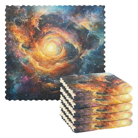 

6 Pieces of Kitchen Towels 11x11Inch Kitchen Dish Cloths Kitchen Dish Towels Reuseable Cleaning Cloths Super Cool Universe