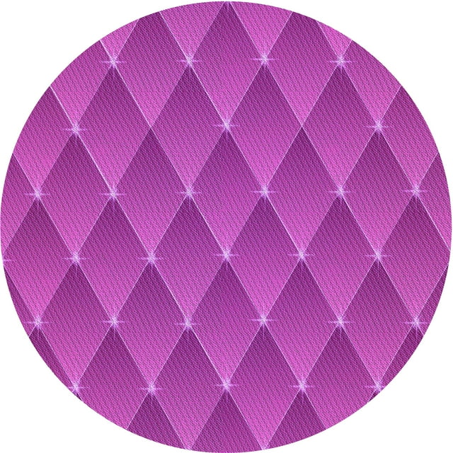 Ahgly Company Machine Washable Indoor Round Transitional Fuchsia or Magenta Purple Area Rugs, 6' Round