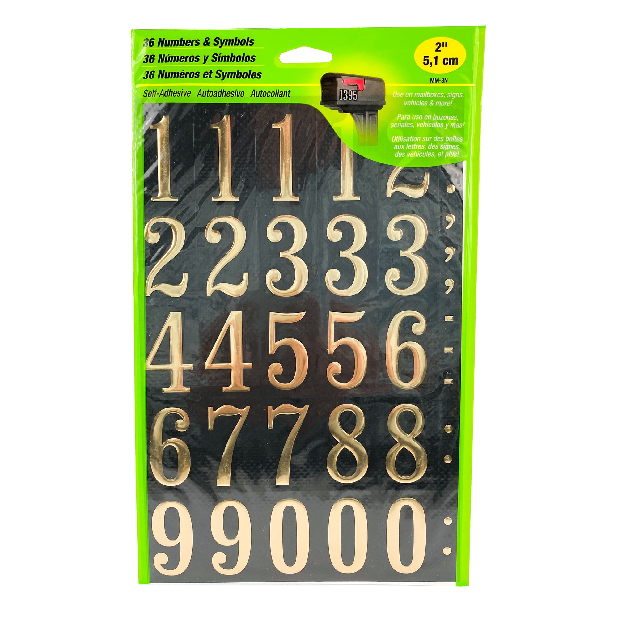 HY-KO Self-Adhesive 2” Black and Gold Vinyl Numbers 2-Pack 2-Pack and Letters Bundle
