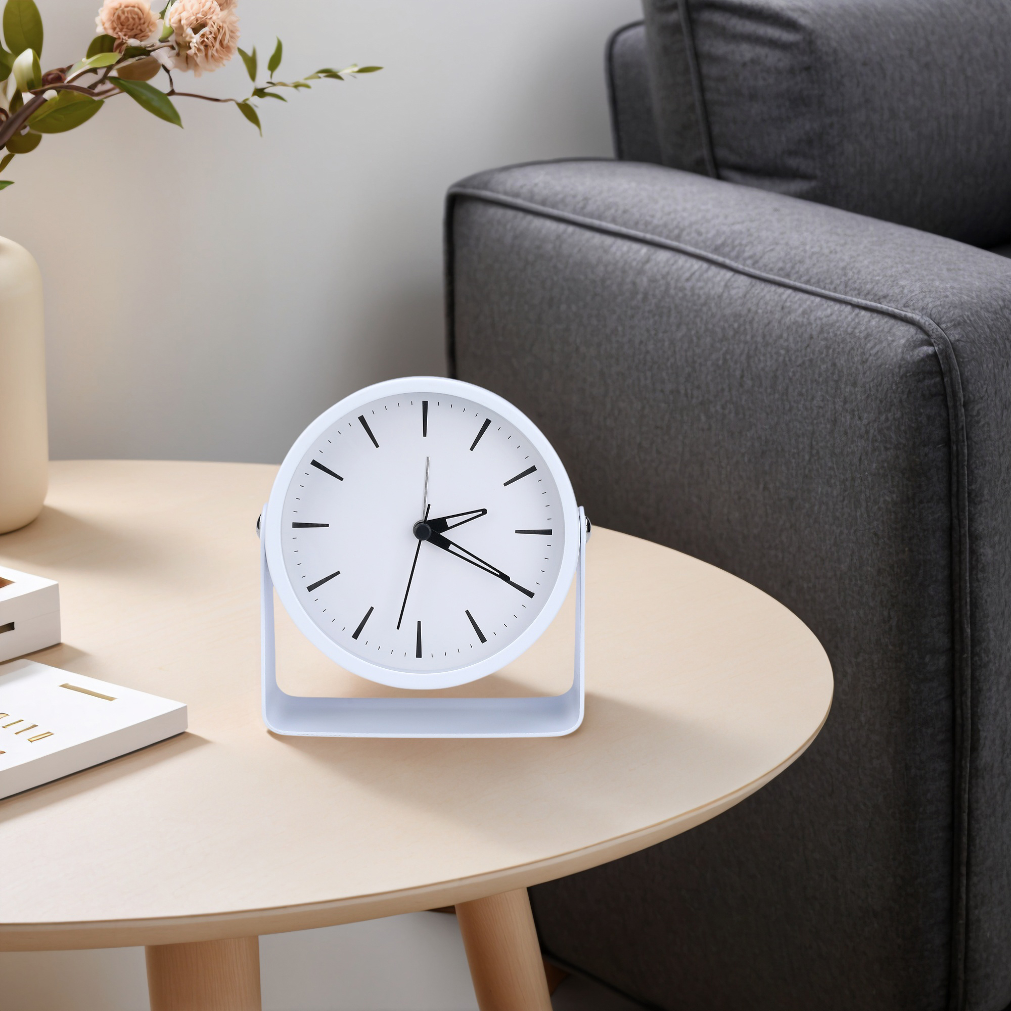Unique Bargains Vintage Tabletop Alarm Clock White 4.5"L x 1.6"W x 5.0"H