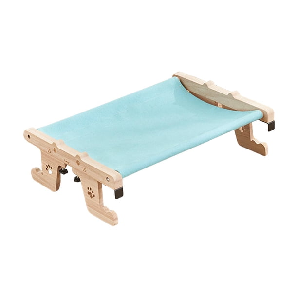 Hamaca para gatos, percha para ventana, cama ajustable para gatos, resistente, fácil de desmontar y limpiar, versátil estante de madera para gatos Patrón de pata azul Yinane Percha de ventana de gato