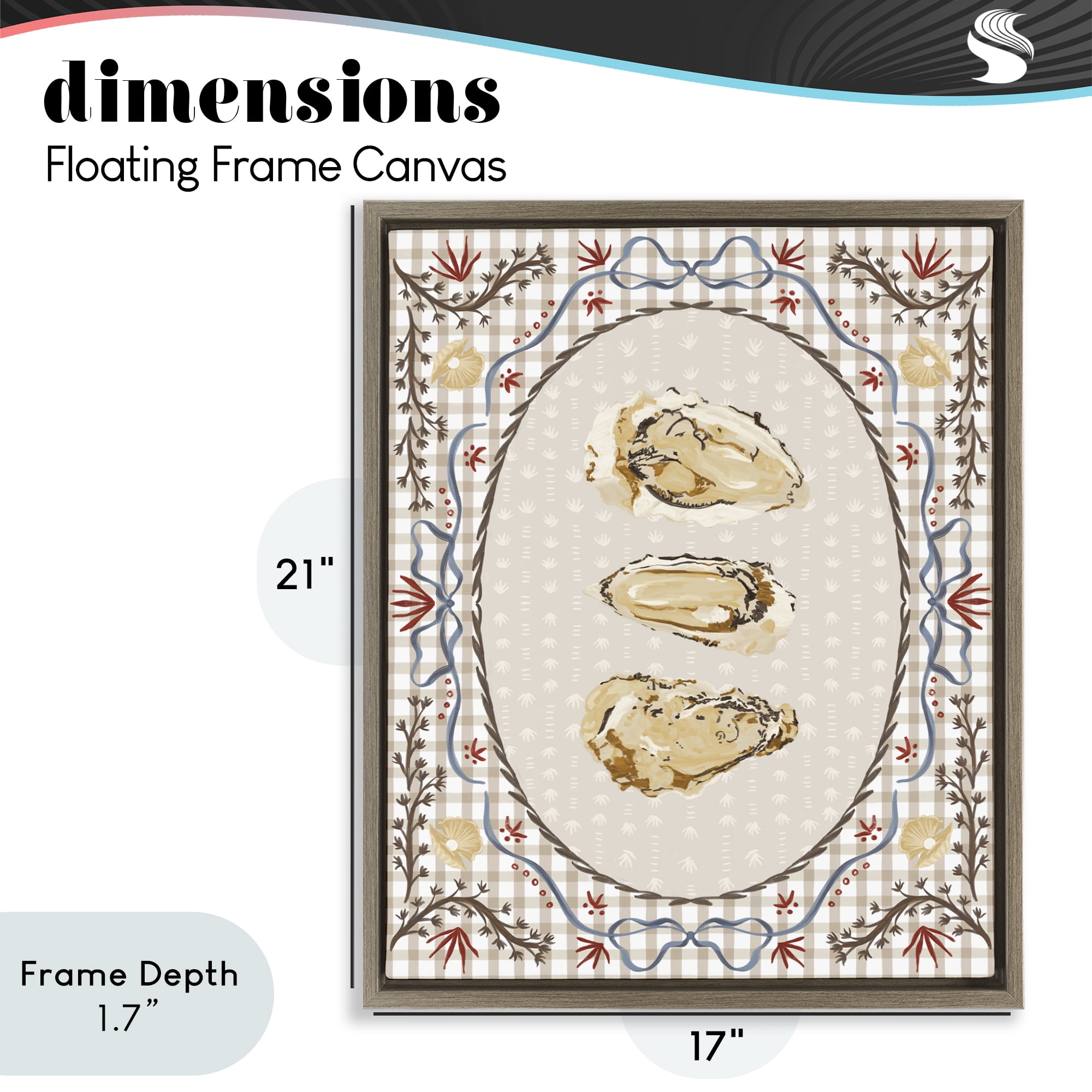 Stupell Industries Vintage Oyster Trio Brown Framed Floater Canvas Wall Art, design by Vero Illustrates