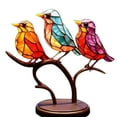 thumbnail image 5 of Colorful Birds Ornament, Acrylic Modern Style Tabletop Bird Figurine Decorative Ornaments, Stained Birds On Branch Decor for Living Room, Bedroom, Desktop, Cabinets, Garden, 5 of 9