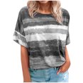thumbnail image 2 of CHGBMOK Plus Size Débardeur Blanc Tops Femmes Femmes Mode d'Été Splicing Ample Col Rond Imprimé Casual Manches Courtes Tops Plage d'Été Tops en Solde, 2 of 4
