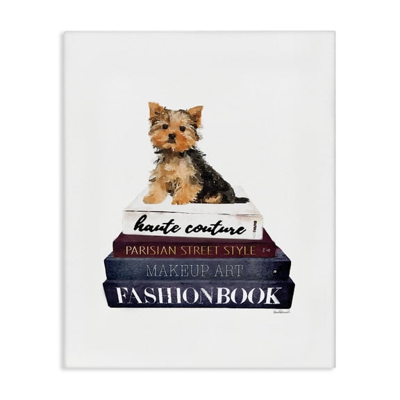 Stupell Industries Eclectic Fashion Designer Pet Dog Bookstack Watercolor Canvas Art, 24 x 30, by Amanda Greenwood