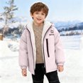 thumbnail image 3 of Swanpen Boys Winter Lined Hooded Jacket, Color Block Windproof Thick Padded Coat, Warm Thermal Kids Outerwear for Cold Weather, 3 of 5