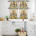 thumbnail image 3 of Floral Gnome Kitchen Curtains Valances and Tiers Set of 3 Spring Flower Leaf Yellow Plaid Linen Texture Tier Curtains and Valance with Rod Pocket for Small Windows, 27.5"x36", 3 of 9