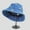 Blue, variant on Women's Denim Bucket Hat Foldable with Smiley Face Embroidery- Dark Blue