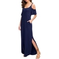 thumbnail image 6 of Aiyino Women's Summer Casual Loose Long Dress Cold Shoulder Short Sleeve Split Maxi Dresses, 6 of 7
