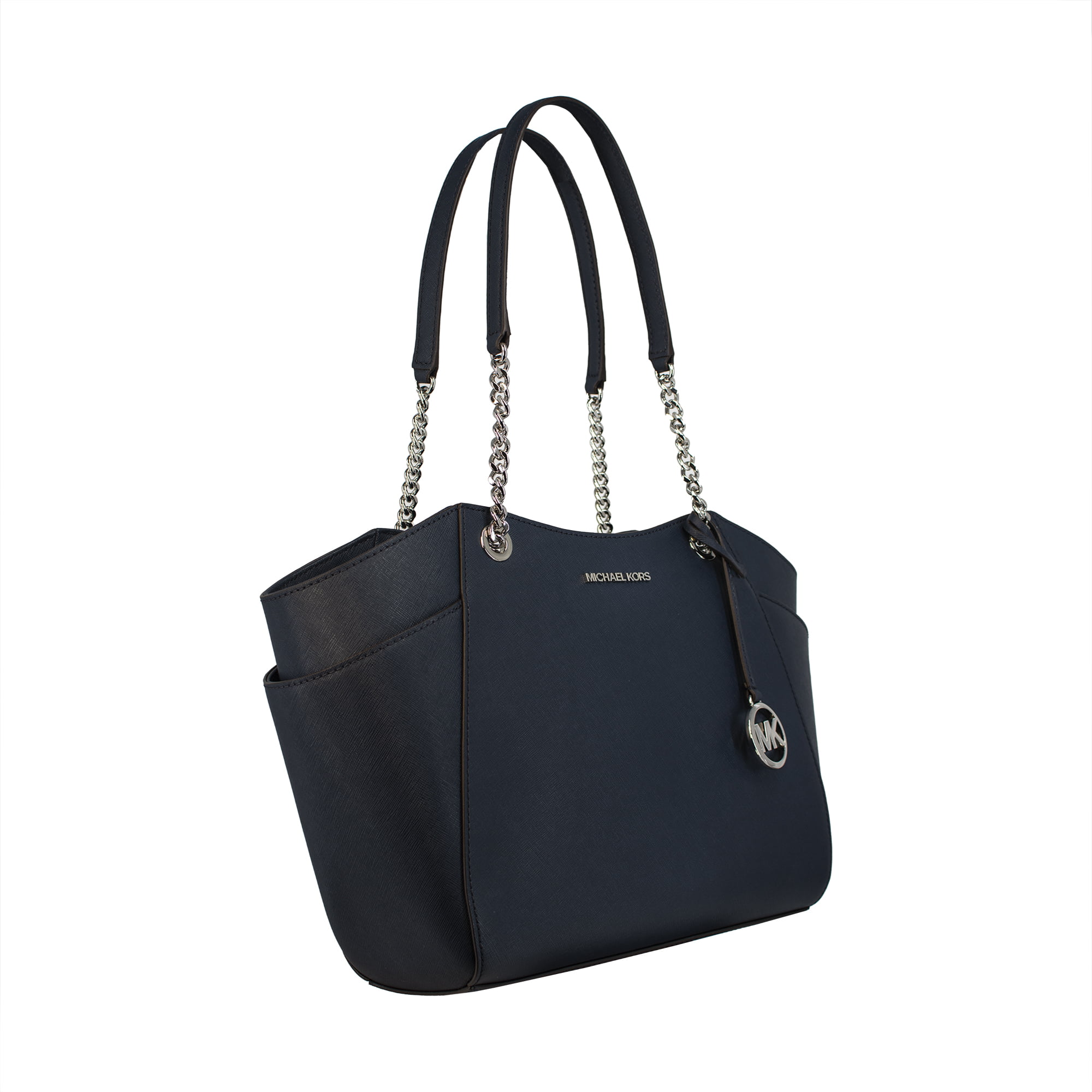 Michael Kors, Bags, Michael Kors Chelsea Large Whipped Silver Chain Zip  Royal Blue Leather Tote Bag