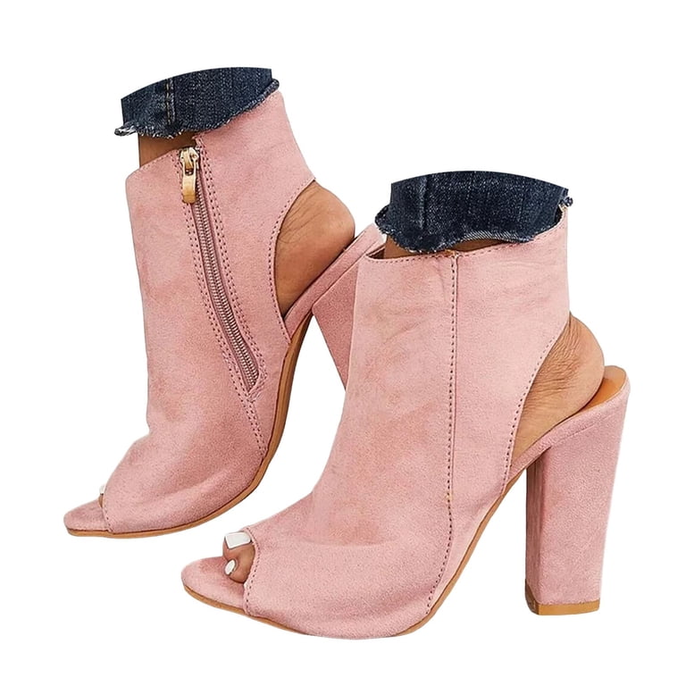 Caqnni Women's Chelsea Ankle Boots Fashion Low Heel Lug Sole