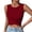 #0181-Wine, variant on Womens Summer Crop Tank Top Blouse Shirt Round Neck Sleeveless Slim Fit Solid Front Knot Lightweight Soft for Casual Daily