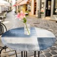 thumbnail image 6 of Navy Blue Grey Ombre Round Tablecloth for 45-54 Inch Tables, Fitted Table Cover with Elastic Edge, Modern Oil Painting Abstract Waterproof Outdoor Table Cloth Protector for Patio Garden Dinner Picnic, 6 of 9