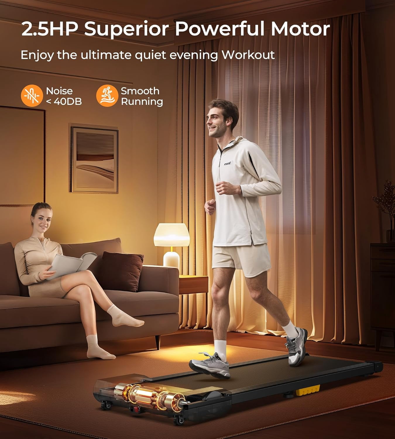 UPGO Walking Pad Treadmills Under Desk Treadmills for Home/Office 265LBS Weight Capacity & Bluetooth Speaker