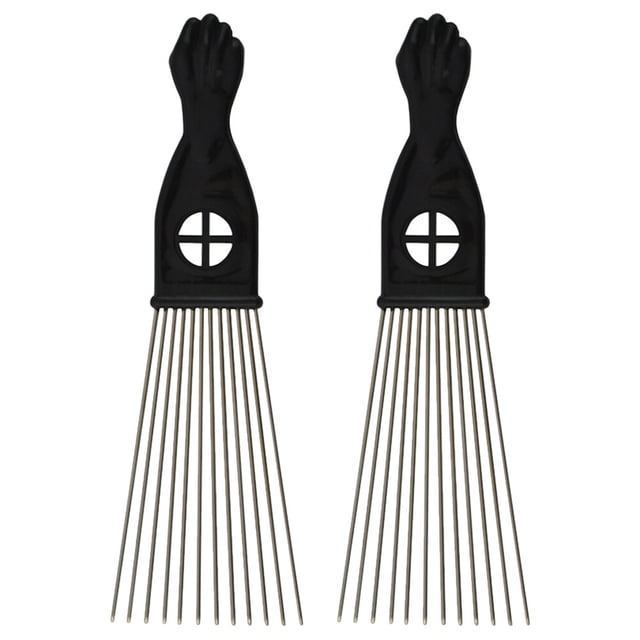MasteelfCA 2pcs of One Set Steel Needle Comb Fan-shaped Comb Wide Tooth Comb Plastic Handle Hair Detangling Comb Hairdressing Rake Comb Slick Styling Hair Brush for Man Boy Home Salon Barber