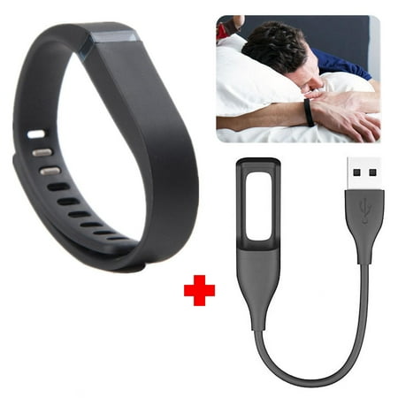 Fitbit Flex Mens Wristband EEEKit 2in1 Kit for Fitbit Flex Wireless Wristband, Replacement Wrist Band, Usb Charging Cable Cord ()
