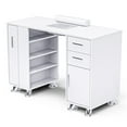 thumbnail image 4 of Advwin Manicure Table with Dust Collector, Nail Tech Desk for Beauty Salon, Nail Station with Wrist Cushion, Drawers, Shelves, and Storage Cabinet, 4 of 10