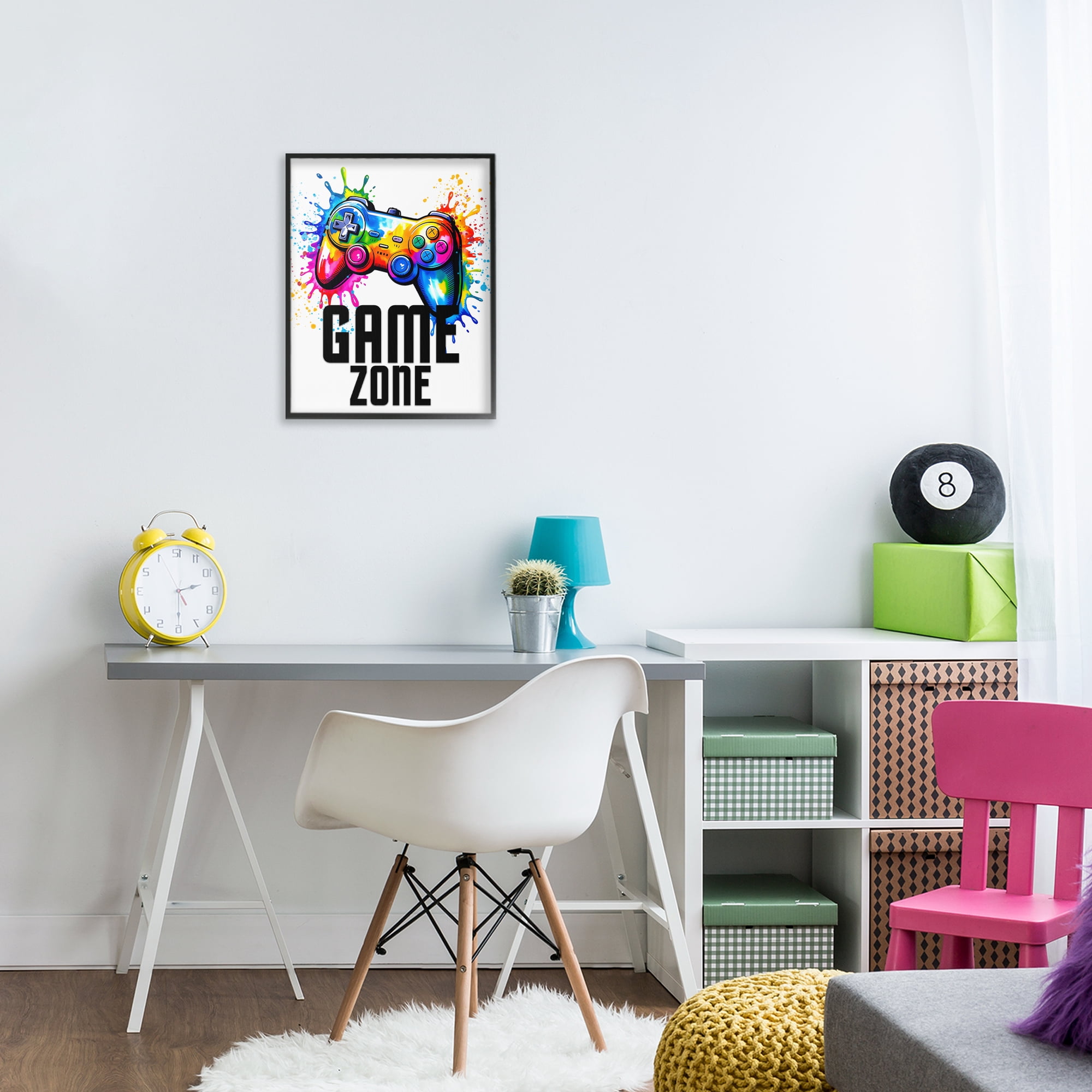 Stupell Industries Game Zone Bright Splash Black Framed Giclee Art, design by Kim Allen