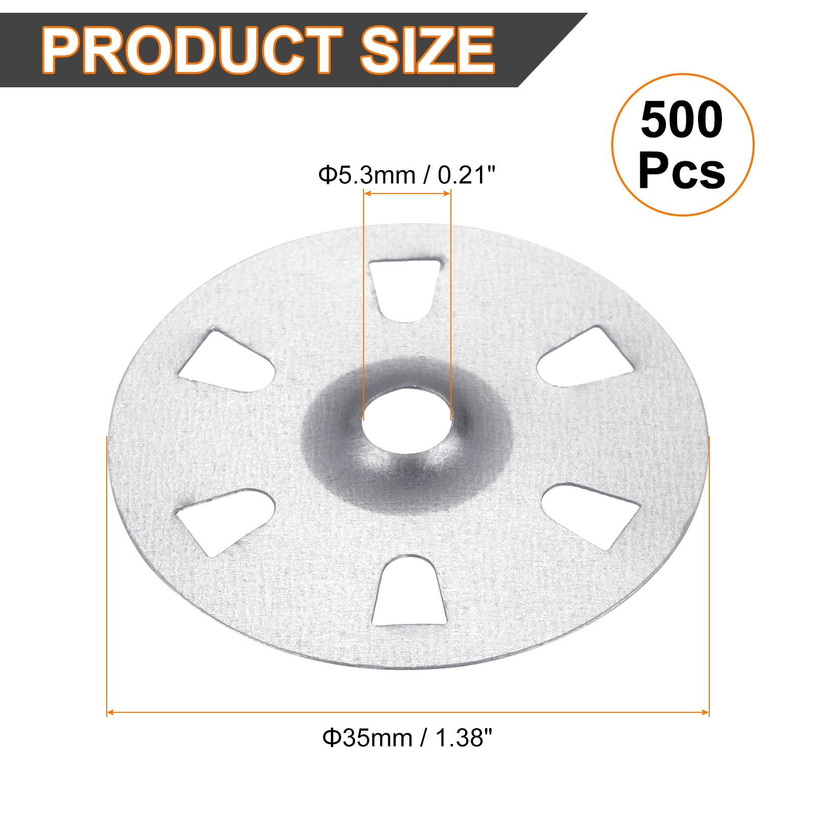 Uxcell 500pcs Foam Board Fasteners Washers 1-3/8 Inch Galvanized Steel Wall Washer for Fixing Fastening Installation Foam Board Panels