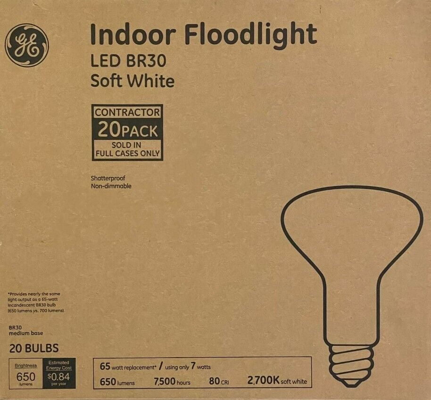 General Electric GE LED BR30 Soft White Medium Base Flood Light Bulb 65-Watt (20-Pack)