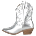 thumbnail image 2 of TOP MODA Women Cowgirl Cowboy Western Stitched Ankle Boots Pointy Toe Booties Side Zipper Silver 6.5, 2 of 4